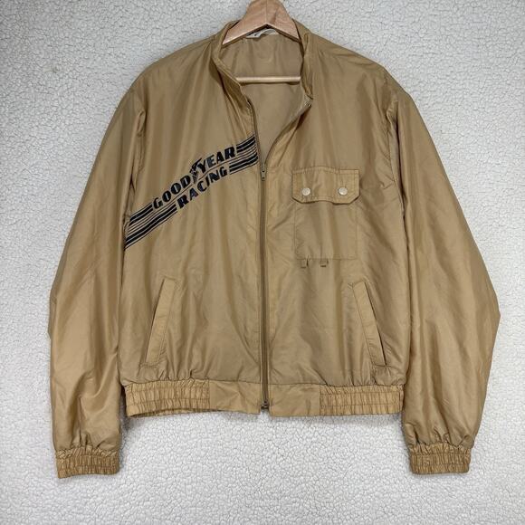 Vintage Goodyear Racing Gold Bomber Jacket Windbreaker Official Racing Apparel - Picture 1 of 11